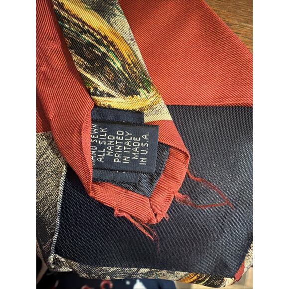 Eddie Bauer Men's Silk Neck Tie Fly Fishing Lure Red Tie - Picture 3 of 3